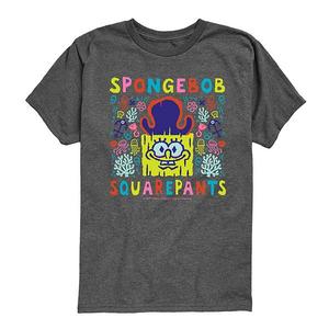 Футболка с принтом The Spongebob Movie: Search for Squarepants для мальчиков 8-20 Nickelodeon, Heather Charcoal