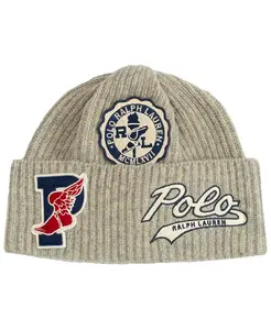 Мужская шапка-бини с нашивкой Polo Ralph Lauren, серый