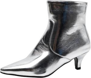 Женские ботильоны DEERBUNNY с низким каблуком-стилетто, заостренным носком и задней молнией, Silver1