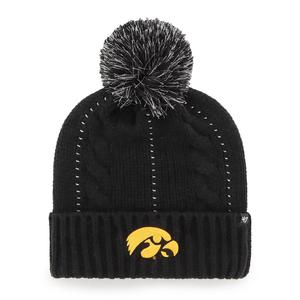 Женская черная вязаная шапка с манжетами и помпоном '47 Iowa Hawkeyes Bauble