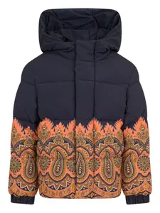 Куртка с капюшоном и принтом пейсли ETRO KIDS, синий