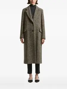 Пальто из твида с узором «елочка» Peserico, коричневый