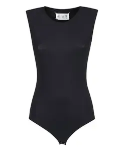 Бесшовный топ без рукавов из эластичного трикотажа. Maison Margiela, черный