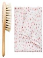 Щетка из мягкой козьей щетины и подгузник «Розовые цветы» LullaLove