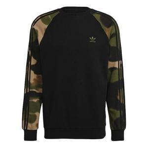 Толстовка adidas originals Camo Stripes Crew Casual Sports Sweater Men's Black, черный