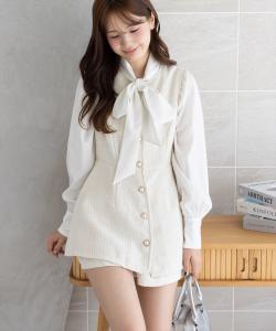 Комплект из твидовой туники на пуговицах и шорт [для торжественных случаев]