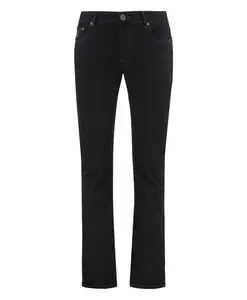 Джинсы с пятью карманами и кожаной нашивкой с логотипом. Moorer, черный