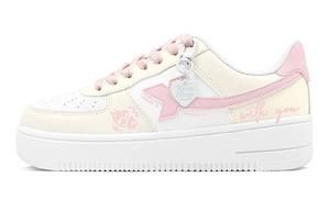 XTEP Кроссовки Air Force One с нескользящим и износостойким покрытием, низкие, для скейтбординга, женские, розовые, желтые