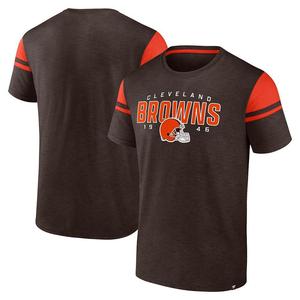 Мужская коричневая футболка Fanatics Cleveland Browns Old School Play Slub Fanatics Brands - White Label, цвет Brn Brown