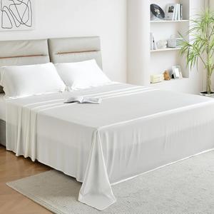 HusiAjiesilk Комплект постельного белья из 100% шелка тутового шелкопряда 19 момме White