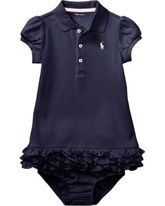 Платье Polo Ralph Lauren Kids Ruffled Polo Dress & Bloomer, цвет Refined Navy