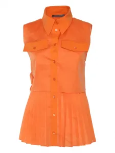 Плиссированная блузка с бантом Alberta Ferretti, оранжевый