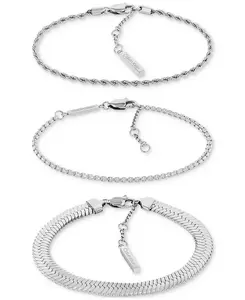 Комплект из 3-х браслетов из нержавеющей стали со смешанными звеньями Calvin Klein, silver