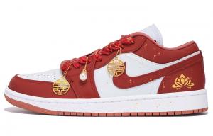 Jordan Женские баскетбольные кроссовки Air 1 с низким антискользящим износостойким верхом в винтажном стиле, красные