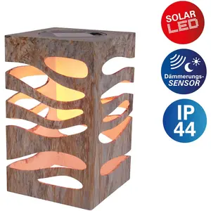 Солнечный светильник näve LED Hilda LED-модуль 1 шт. теплый белый, квадратный, серебристо-бежевый мраморный эффект, эффект пламени, датчик сумерек Näve, Natur