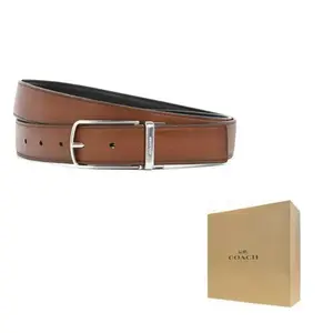 COACH Кожаный ремень мужской черно-коричневый 3.2 см, Black