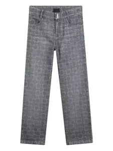 Прямые джинсы с принтом 4G Givenchy Kids, серый