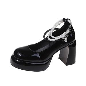 SHUMO Туфли Мэри Джейн на массивном каблуке 9 см женские черные, цвет Black