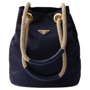 PRADA Переработанный нейлоновый ведёрко через плечо для женщин Морская синева