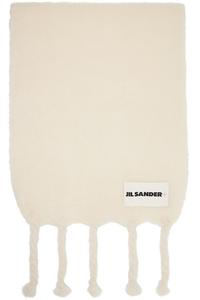 Широкий шарф из шерстяной смеси Jil Sander, белый