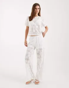 ONLY белые кружевные брюки широкого кроя