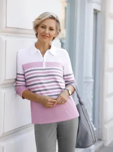 Классический свитер с воротником-поло "Пуловер" Classic, цвет Rosé-Steingrau-Geringelt