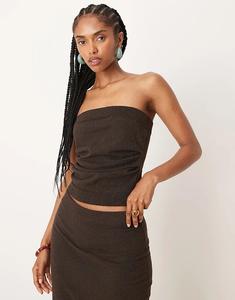 Шоколадное вязаное бандо со сборками ASOS DESIGN