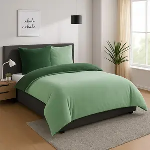 Комплект постельного белья Heimtexland Teddy Flannel с двумя вещами | Зимний пододеяльник | Мягкий и теплый | 2 наволочки 80x80 | Пододеяльник 200x200 | Идеальный подарок с эффектом кашемира, рождественский, тип 751, шалфей