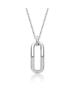 Ожерелье с геометрическим кулоном из стерлингового серебра с кубическим цирконием Genevive, silver