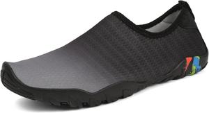 Водные туфли Быстросохнущие с Легкой посадкой Пляжные и спортивные обувь Без носка Сетчатые аква-носки с цветной подошвой Легкие для плавания, пляжа, бассейна, дайвинга и прогулок Dacnakby, черный/серый