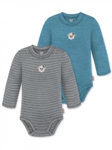 Normani Outdoor Sports Комплект из 2 детских боди с длинными рукавами из мериносовой шерсти "Туай" серо-голубого цвета