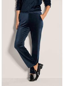 MADELEINE Элегантные брюки с леопардовым принтом темно-синего цвета