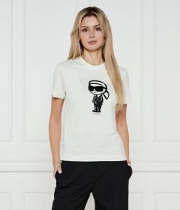 Футболка женская Karl Lagerfeld с фирменным принтом, экрю