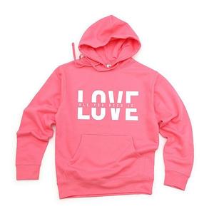 Толстовка с капюшоном Love is all you need split Simply Sage Market, Neon Pink