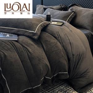 LUOLAI HOME Комплект постельного белья 4 предмета, простыня, размер 220x240 см, австрийский серый, безворсовый