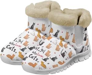 Зимние ботинки Jeiento Kawaii для женщин, снегоступы с меховой подкладкой, утепленные ботинки для подростков, ботильоны на выход, удобные для прогулок на улице, Cartoon Cats