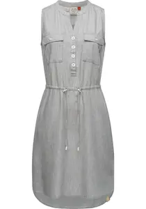 Платье-рубашка в стиле рэгвир "Roisin Denim", стильное летнее платье с завязывающимся ремешком Ragwear, серый