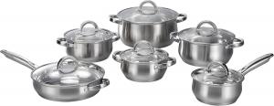 Наборы посуды W Home со стеклянной крышкой, 12 предметов, серебристый