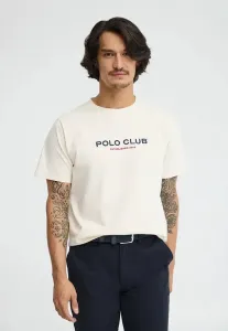 Футболка с минималистичным принтом заголовка. Polo Club, Ecru