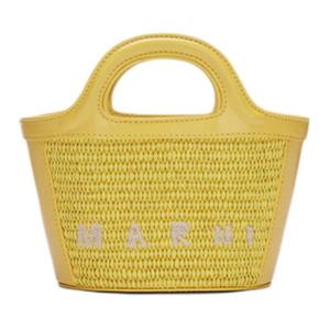 MARNI Тропическая тканевая одноплечевая сумка малая женская yellow