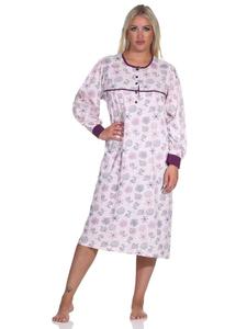 Ночная рубашка с длинными рукавами, классический дизайн, застежка на пуговицы на шее - 88992, цвет: фиолетовый NORMANN