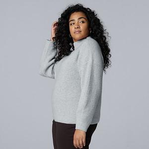 Свитер с рельефными швами Plus size Simply Vera Vera Wang, Light Gray Fox Heather