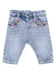 Джинсы с цветочной вышивкой Moschino Kids, синий