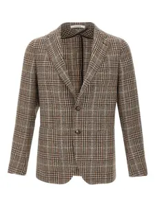 Однобортный пиджак в елочку Tagliatore, коричневый