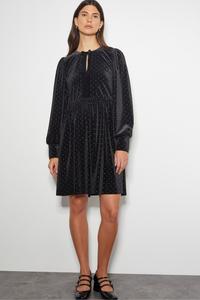 Мини платье Nora из бархата с длинными рукавами Monsoon, черный