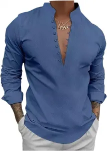 Мужская рубашка с длинным рукавом из льна с отложным воротником YSERB