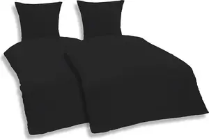 Комплект постельного белья однотонный, микрофибра, пододеяльники, размер: 4 предмета, 155х220 см, цвет: черный One-Home