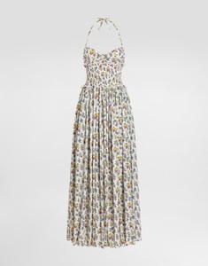 Маленькое платье из поплина с цветочным принтом DOLCE & GABBANA, мультиколор