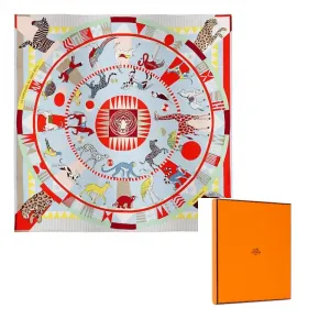 HERMES Шелковый  шарф Mulberry для женщин красный/небесно-голубой