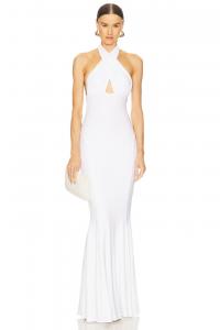 Платье-рыбка на шее Norma Kamali, snow white